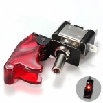 Metallic switch for vehicles, ON and OFF, red plastic cover